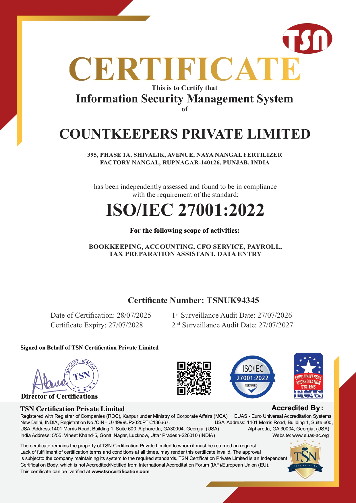 ISO 27001 Certificate